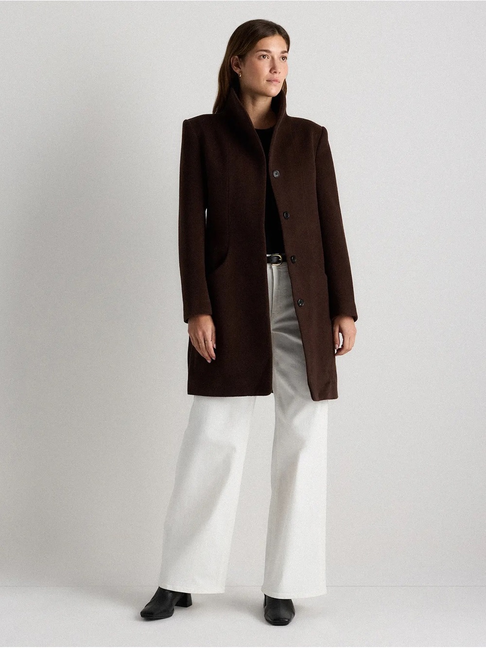 Quince Wool Cashmere Cocoon Brown Coat